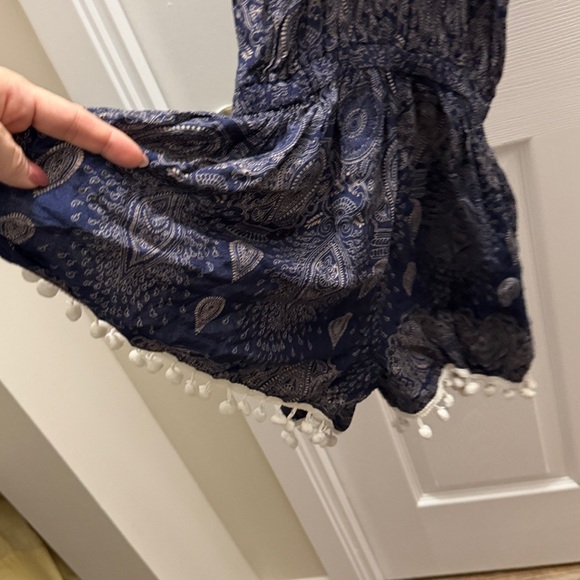Navy Paisley Romper with Tassels - Picture 5 of 5